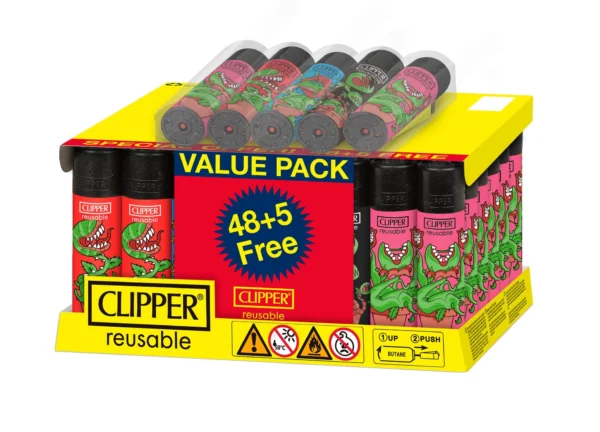 CLIPPER - LIGHTERS - 53CT DISPLAY - EVIL PLANTS - 5128