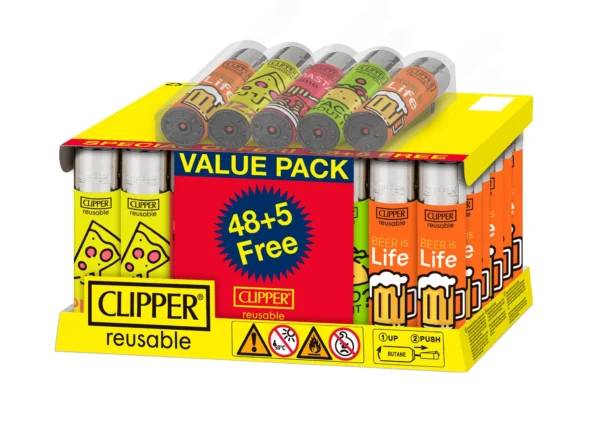 CLIPPER - LIGHTERS - 53CT DISPLAY - FAMOUS FOOD - 6422