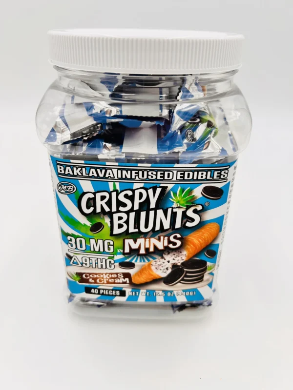 CRISPY BLUNTS - MINIS - DELTA 9 - 40CT JAR - COOKIES & CREAM - 30MG