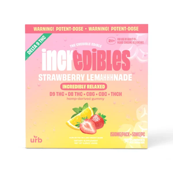 INCREDIBLES - RELAXED - D9/D8/CBG/CBC/THCH - GUMMIES - 10CT DISPLAY - STRAWBERRY LEMAHHHNADE - 600MG